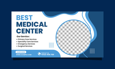 Blue and white Best Medical Center banner template