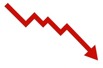 Zigzag Red Arrow Against White Background Representing Motion