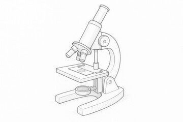 Minimalist Pencil Sketch of a Microscope with Slides