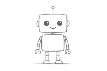 Minimalist Pencil Sketch of a Minimalistic Robot with Kind Eyes