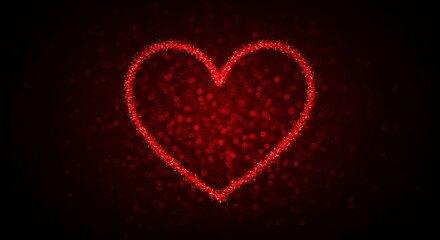 Heart shaped design with red sparkles on dark background