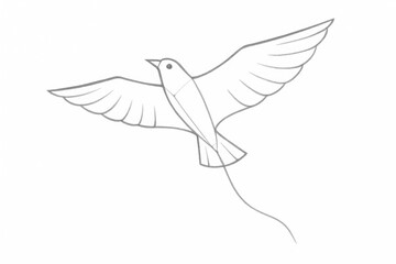 Minimalist Pencil Sketch of a Bird-Shaped Kite