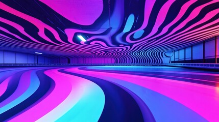 Psychedelic tunnel interior with vibrant colors.