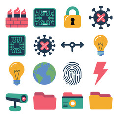 vector icons for robots, artificial intelligence, and the assistance provide in work and security 
