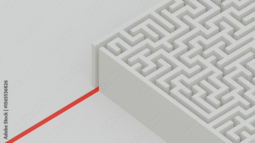 Fototapete business problems and solution concept. white labyrinth concept. maze side view structure. perspecti