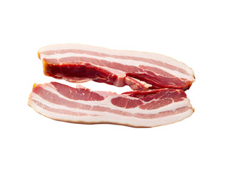 Two Slices of Raw Pork Belly with Visible Fat and Meat Layers uncooked