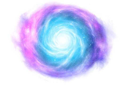 PNG Vibrant cosmic swirl with purple and blue galactic nebula vortex