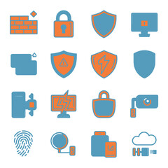vector icons for robots, artificial intelligence, and the assistance provide in work and security 

