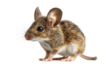 PNG Close-up of a brown mouse with fur details and whiskers