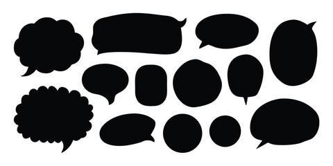 Collection of black silhouette speech bubbles for design