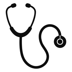 Simple black stethoscope shows medical profession on white background with transparent backdrop