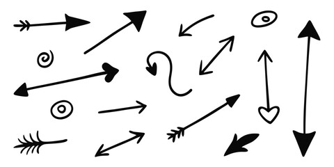 Hand drawn arrow collection black and white design elements