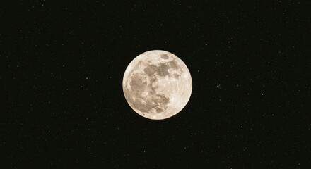 Fototapeta premium Full moon dominates the night sky, speckled with countless stars. A celestial scene of serene beauty