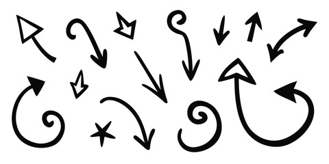 Hand drawn arrow set black doodle arrows collection