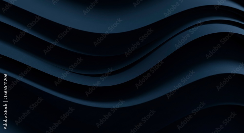 Poster abstract dark blue waves flowing smoothly, creating a sophisticated and elegant design