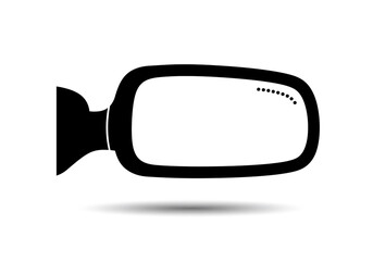 Minimalist Silhouette of Car Side Mirror with Blind Spot Indicator – Automotive Safety Icon in Black and White