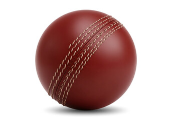 Red Leather Cricket Ball with Prominent White Seam – Classic Sports Equipment for Professional and Amateur Play