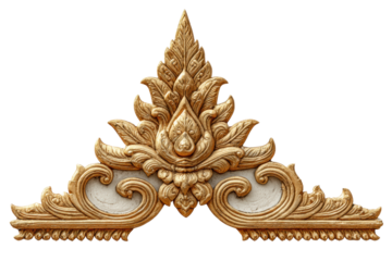 PNG Intricate gold floral carved ornament with symmetric design