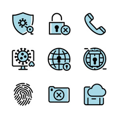 vector icons for robots, artificial intelligence, and the assistance provide in work and security 
