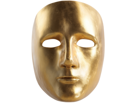 Golden mask isolated on black background theater costume accessory, Isolated On Transparent Background, Png