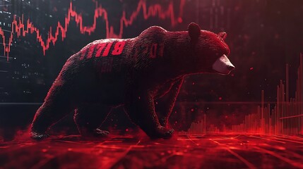 Conceptual digital photo of a bear symbol representing economic downturn in the financial market