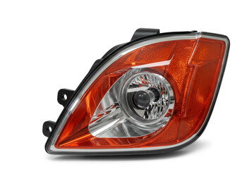 Clear Lens Car Headlight Assembly with Orange Reflector – Reflective Housing for Automotive Lighting and Safety