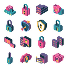 vector icons for robots, artificial intelligence, and the assistance provide in work and security 
