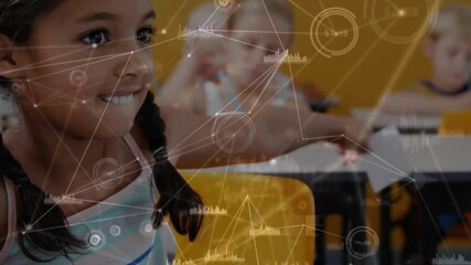 Student with braided hair spotting paper, starting note passing in classroom with digital overlays - Powered by Adobe