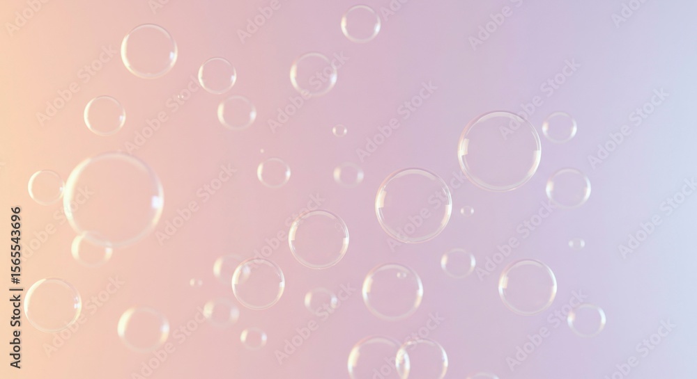 Poster pastel background featuring numerous translucent bubbles of varying sizes, creating a dreamy, ethere