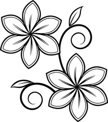 very simple elegant black and white line art flower design.