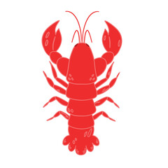 Bright red lobster with claws, isolated on a white background, perfect for seafood, marine, and culinary concepts.