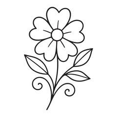 Simple elegant black and white line art flower design