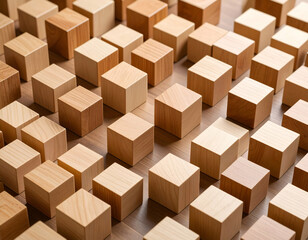 Natural Light Wooden Cubes Pattern Texture Background