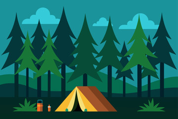 camping in the forest