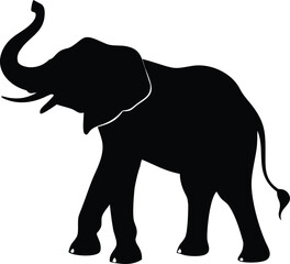 Obraz premium Majestic african elephant with trunk raised in a bold silhouette