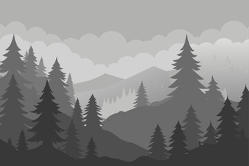Fototapeta premium Snowy Mountain Forest with Pine Trees in Winter