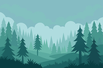 Fototapeta premium Snowy Pine Forest in the Mountains