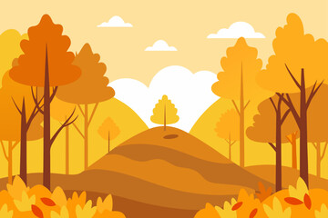 Autumn Landscape Golden Trees, Hilly Terrain, and Crisp Air