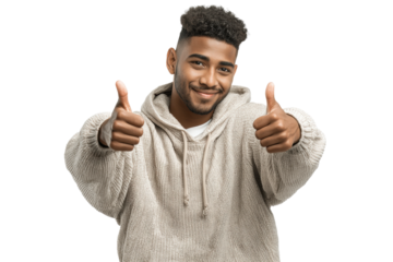 PNG Smiling young african male giving thumbs up in casual hoodie
