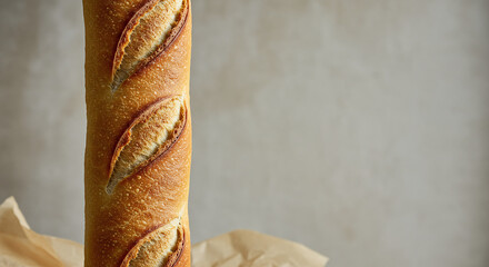 Golden Baguette Loaf on Paper