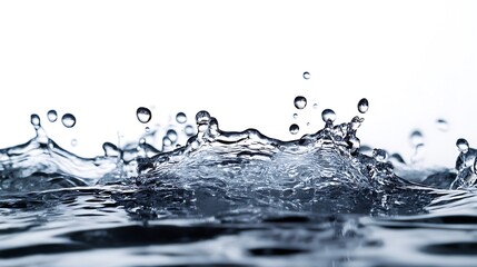 Dynamic water splash and droplets against a bright white background photo