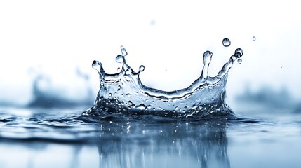 Dynamic water splash with a beautiful crown effect frozen in time demonstrating water droplets photo.