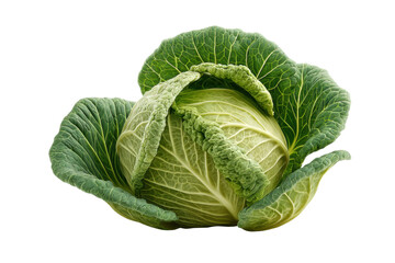 Fototapeta premium PNG Fresh green cabbage with detailed leaf texture on black background
