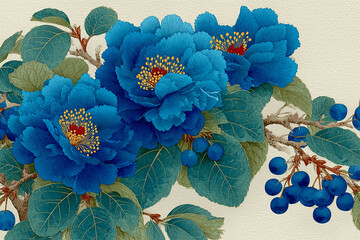 Seamless Japanese Traditional Watercolor Floral Pattern – Vintage Oriental Decorative Design