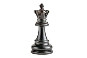 PNG Black chess king piece on white background symbolizing strategy and power