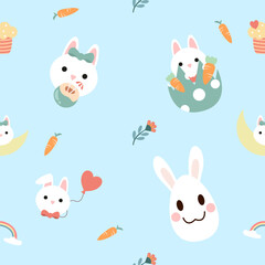 Seamless pattern with art design elements, and colorful Easter eggs.
