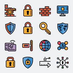 vector icons for robots, artificial intelligence, and the assistance provide in work and security 
