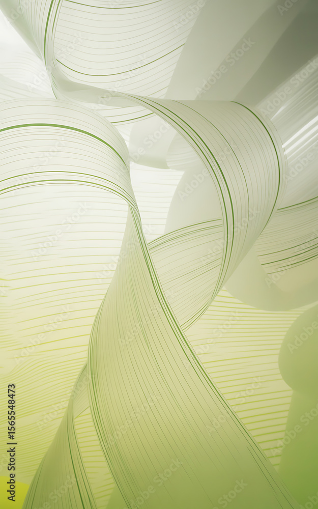 Poster light green lines create an abstract wavy pattern
