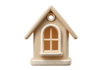 PNG Minimalist beige birdhouse with arched window design