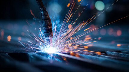 A piece of metal is being cut with a laser
